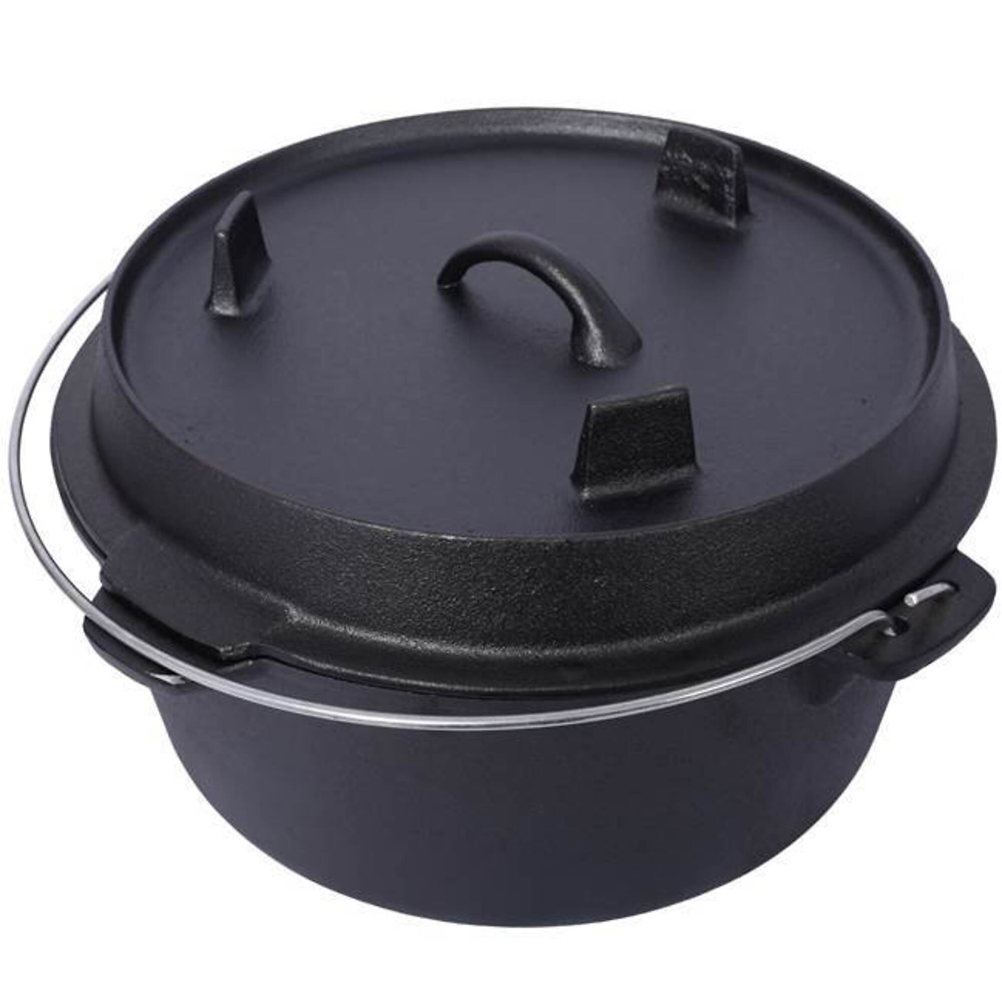 TMB Pre-Seasoned Cast Iron Dutch Oven with Skillet Lid — 8 Quart, Iron Pot Rack, Lid Lifter, Model# BAC-W465P236472